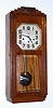 C.1920, French, Girod, Westminster chime wall clock, 8-day, oak Deco style case. 