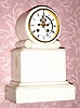 C.1890, French, 8-day time and bell strike white marble mantel clock, in "neglected" original shape. 