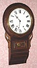 C.1875, Anglo-American,  mahogany veneered round drop school clock, English case with American 8-day gong strike movement. 