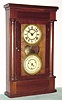 C.1977, Mixed Lot, 8-day time/strike calendar clock, home-made double dial. Someone took a C.1870 ST column case and inserted an 8-day spring movement and a handmade simple calendar mechanism. 
