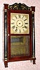 C.1830, Riley Whiting, Winchester, Conn., 30-hour time/strike wood movement half column and splat shelf clock, 3/4 size, less weights, re-drilled dial. 