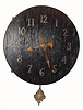 C.1930, New Haven [?], Round oak Mission style wall clock, 8-day, time and gong strike.