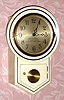 C.1929, (dated) New Haven Clock Co., 8-day Miniature schoolhouse round drop timepiece/advertising. 