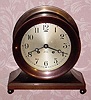 C.1948, Chelsea Clock Co., Base and Ball, Ship's Bell table clock with original bronze finish, 6" dial. 