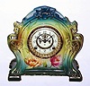 C.1905, Ansonia Clock Co., Royal Bonn  LA CHARTRES, porcelain china clock with open escapement dial. 