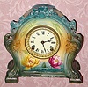 C.1905, Ansonia Clock Co., Royal Bonn  LA CHARTRES, porcelain china clock with solid porcelain dial. 