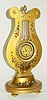 C.1900, French, Gilt Wood Lyre form timepiece with rotating accent ring around the dial, that act as a giant balance, 8-day. 
