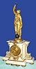 C.1880, French, CONICAL PENDULUM mysterious clock, gilt spelter statue on alabaster/ marble base with star studded pendulum. 
