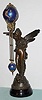 C.1900, Ansonia, GLORIA BALL SWING, patinated spelter mystery swinging timepiece, 8-day. 