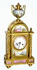 C.1875. French, Pons, Ormolu and Panels, mantel clock, with 15 hand painted porcelain china panels, and surmounted by an urn, with love themes. 