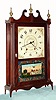 C.1840, Wadsworths, Lounsbury and Turners, Litchfield, Conn., 30-hour time and bell strike pillar and scroll shelf clock. 