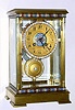 C.1900, French, Japy, 4-Glass, crystal regulator with decorative enamel bands top, base and dial center, and with brilliant surround bezel and pendulum. 