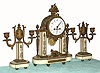 C.1890, French, G. Philippe, 66-67 Palais Royal (Paris), 3-piece portico clock in the style of 1750, marble and bronze. 