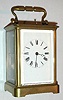 C.1900, French, Brass Cased Carriage Clock, in a simple Corniche case, time, strike and repeat, and with original cylinder platform intact. 