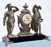 C.1894, Ansonia Clock Co., PIZARRO and CORTEZ, double statue figural clock, 8-day gong strike, open escapement on dial. 