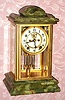C,1914, Ansonia Clock Co., New York, PREMIER, brass, glass and onyx crystal regulator, 8-day, gong strike, with open escapement on dial. 