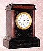C.1885, French, Etienne Maxant, 8-day time/strike red+black marble mantel clock, with hidden winders. 