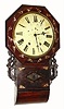 C.1870, Anglo-American Octagon Drop, school house clock, 8-day time and bell strike, in a mahogany case with MOP inlay. 