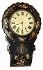 C.1870, Anglo-American, 8-day time and bell strike papier-mache with MOP school house style wall clock. 
