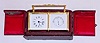 C.1900, French, Brass Cased Carriage clock with compass and barometer, and with original travel/ gift case. 