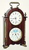 C.1890, French, Double Dial Calendar clock, flanked by thermometers, wound and set from rear. 