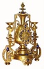C.1890, French, Guyenot a'Paris, unusual fantasy clock, with many blue enamel decorations, and with cups right and left that can be used as candle holders. 