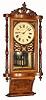 C.1870, Anglo-American, 8-day time and bell strike wall clock, English parlor style, with mirror behind pendulum. 