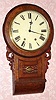C.1870, Anglo-American, 8-day time and gong strike, round drop schoolhouse wall clock. 