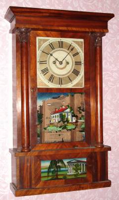 C.1840, Spencer and Wooster and Co., Salem Bridge, Conn., 8-day time and gong strike column and cornice shelf clock. — Antique Clocks Price Guide