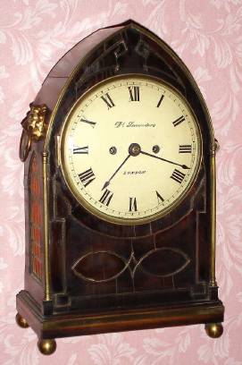 C.1830, English, Daniel L. Saunders, Knightsbridge, 8-day time and bell strike 2-fusee shelf clock. — Antique Clocks Price Guide