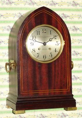 C.1906, Chelsea Clock Co., "Gothic", 8-day Ship's Bell mantel clock retailed by Smith, Patterson Co, Boston, MA. — Antique Clocks Price Guide