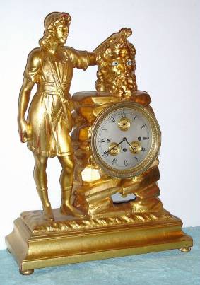 C.1825, Austrian, S. Syre Hambro, Grand Sonnerie, calendar clock with blinking eyes, 30 hour, depicting David and Goliath. — Antique Clocks Price Guide