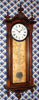 C.1976, (dated) E. Howard and Co., Boston,  "Regulator No. 59-8"  (re-issue), in walnut, nearly like new. — Antique Clocks Price Guide