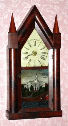 C.1848, Chauncey Jerome, New Haven, Conn., 8-day time and strike fusee movement steeple clock. — Antique Clocks Price Guide