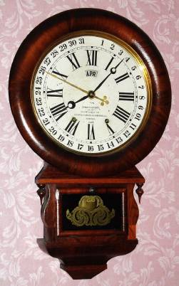 C.1870, Ansonia Brass and Copper Co., Wm A. Terry, [grandson of Samuel] patent calendar clock. Wm later became a photographer in Bristol, Ct. — Antique Clocks Price Guide