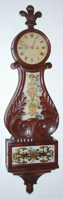 C.1832, Jesse Smith, Jr., Salem, Mass., 8-day time and bell strike lyre form or "Elegant Harp Pattern" timepiece. Smith worked from 1811 to 1866. An apprentice of Benjamin Balch in Salem and in 1818-32 was in partnership with him as Balch  and Smith. — Antique Clocks Price Guide