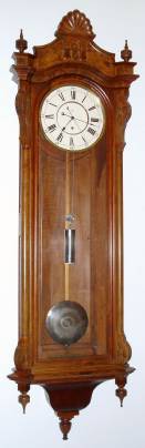 C.1885, Seth Thomas Clock Co., "Regulator No. 16", 8-day weight driven timepiece, walnut case, with restorations. — Antique Clocks Price Guide