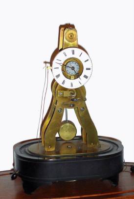 C.1851, French, Pierret, Paris, 8-day skeleton timepiece with alarm with silk thread suspension made for the Great Exhibition in Hyde Park, London in 1851, under larger glass dome. — Antique Clocks Price Guide