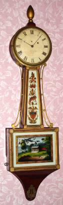 C.1830, Aaron Willard Jr, Boston, weight banjo, 8-day, with a C.1875 bracket attached with 2 screws (can be removed). — Antique Clocks Price Guide