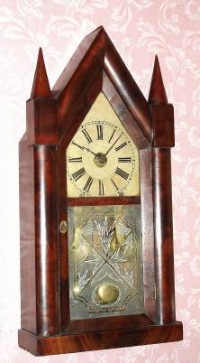 C.1850, Chauncey Jerome, New Haven, Conn., 8-day time and strike fusee movement, oversize steeple clock. — Antique Clocks Price Guide