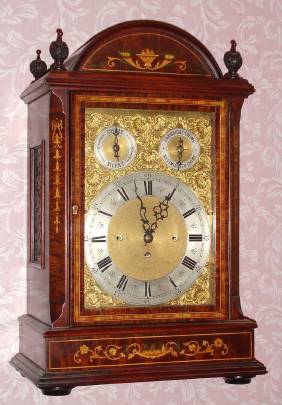 C.1880, English, 3-Fusee, quarter chiming bracket clock, two tunes on 8 bells (Westminster and Cambridge chimes). — Antique Clocks Price Guide