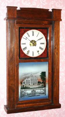C.1857, Chauncey Jerome, New Haven, Conn., "Patent Case", 8-day time and gong strike weight movement shelf clock. — Antique Clocks Price Guide
