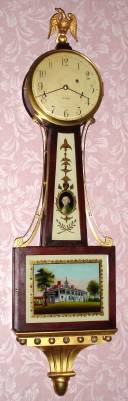 C.1918, Waltham Clock Co., Waltham, Mass, Willard model weight banjo, 8-day, serial No. 6829, gilt bracket. — Antique Clocks Price Guide