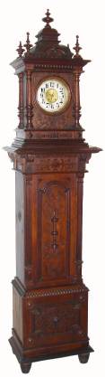 C.1898, German, Symphonion Hall Clock, No. 30St, in oak with Lenzkirch time and strike clock on top (two piece case), plus 35 original discs. — Antique Clocks Price Guide