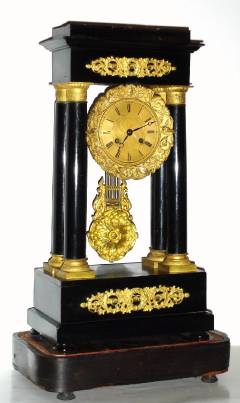 C.1860, French, 4-column Empire style mantel clock with original dome and base. — Antique Clocks Price Guide