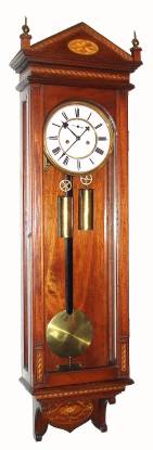 A C.1900, Gustav Becker 2-Wt movement, now in a C.1955 D. J. Blackwell original design wall case. — Antique Clocks Price Guide