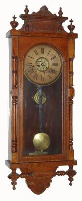 C.1901, Ansonia Clock Co., "Queen Elizabeth", 8-day time and gong strike wall regulator. — Antique Clocks Price Guide