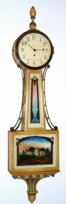 C.1927, Waltham Watch Co, No. 1816, painted crackle finish banjo timepiece, lever/ spring movement, 8-day. — Antique Clocks Price Guide