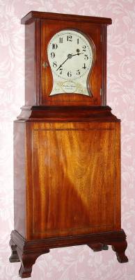 Early 20th Century, 8-day weight driven Massachusetts shelf clock, with a movement from a banjo, and a dial signed Reuben Tower, Hingham. — Antique Clocks Price Guide