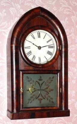 C.1845, Brewster and Ingrahams, Bristol, Conn., 8-day time and gong strike beehive shelf clock, with brass springs. — Antique Clocks Price Guide